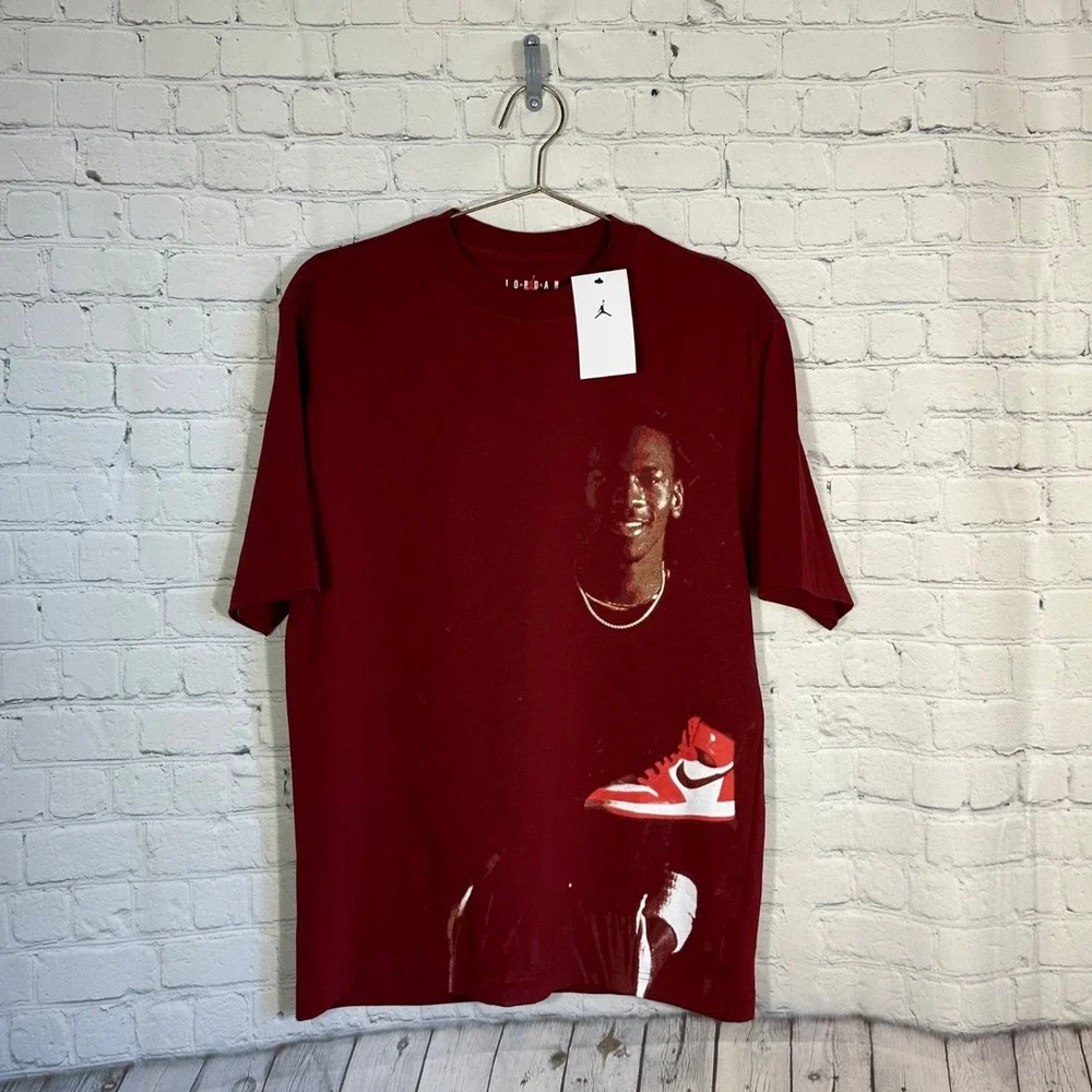 NEW Jordan Michael Jordan Graphic T-Shirt Burgundy Red Quote HQ2666-687 Small